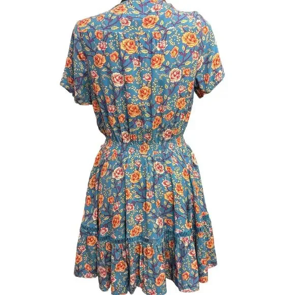 Sunday Mi Amor Dress Small Anthropologie Mini Cottage Core Smocked Waist Whimsy - Picture 4 of 7